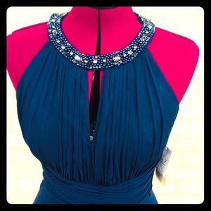 Glamorous navy-royal blue chiffon gown